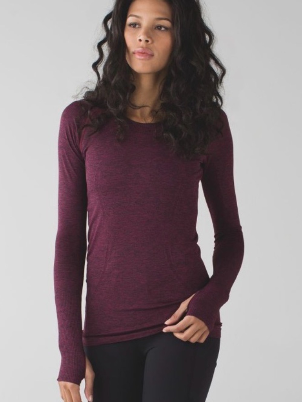 Lululemon Swiftly Tech Long Sleeve Crew Heathered Dashing Purple Size 10